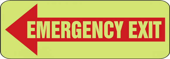 EMERGENCY EXIT (ARROW LEFT) (GLOW)