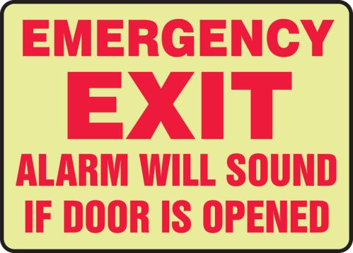 EMERGENCY EXIT ALARM WILL SOUND IF DOOR IS OPENED