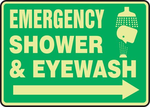 EMERGENCY SHOWER & EYE WASH (W/GRAPHIC) (ARROW RIGHT)