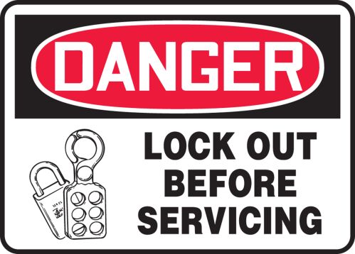 LOCK OUT BEFORE SERVICING (W/GRAPHIC)