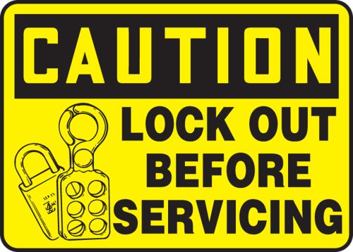 LOCK OUT BEFORE SERVICING (W/GRAPHIC)