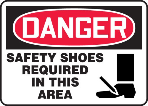 SAFETY SHOES REQUIRED IN THIS AREA (W/GRAPHIC)