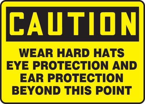 WEAR HARD HATS EYE PROTECTION AND EAR PROTECTION BEYOND THIS POINT