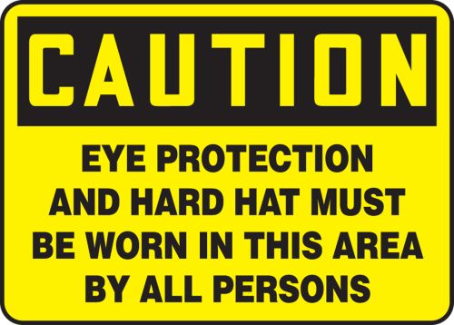 EYE PROTECTION AND HARD HAT MUST BE WORN IN THIS AREA BY ALL PERSONS