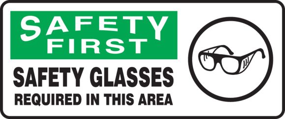 SAFETY GLASSES REQUIRED IN THIS AREA (W/GRAPHIC)