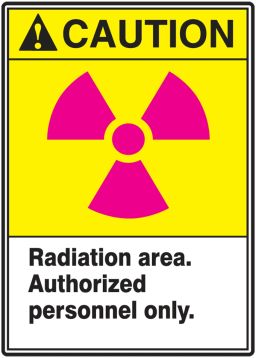 RADIATION AREA. AUTHORIZED PERSONNEL ONLY. (W/GRAPHIC)