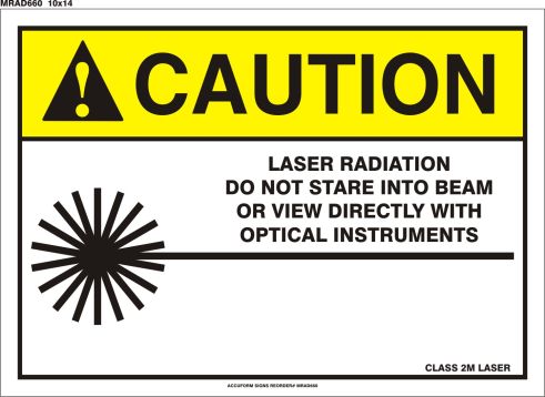 LASER RADIATION DO NOT STARE INTO BEAM OR VIEW DIRECTLY WITH OPTICAL INSTRUMENTS CLASS 2M LASER (W/GRAPHIC)