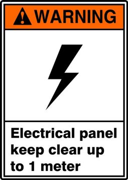 ANSI Warning Safety Sign: Electrical Panel - Keep Clear Up To 1 Meter