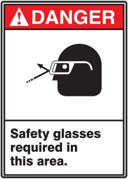 SAFETY GLASSES REQUIRED IN THIS AREA (W/GRAPHIC)