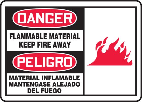 FLAMMABLE MATERIAL KEEP FIRE AWAY (W/GRAPHIC) (BILINGUAL)