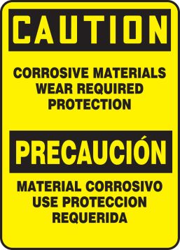 CORROSIVE MATERIALS WEAR REQUIRED PROTECTION