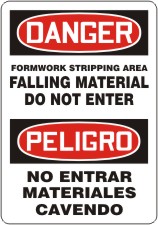 FORMWORK STRIPPING AREA FALLING MATERIAL DO NOT ENTER (BILINGUAL)