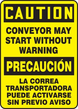 CONVEYOR MAY START WITHOUT WARNING (BILINGUAL)