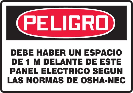 DEBE HABER UN ESPACIO DE 1 M DELANTE DE ESTE PANEL ELECTRICO SEGUN LAS NORMAS SE OSHA-NEC