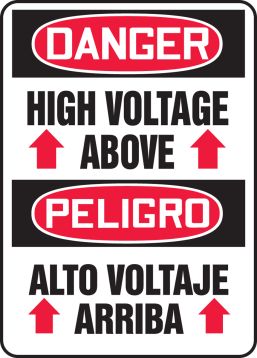 HIGH VOLTAGE ABOVE (ARROW UP) (BILINGUAL)