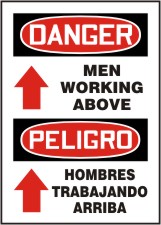 MEN WORKING ABOVE (ARROW) (BILINGUAL)