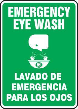 EMERGENCY EYE WASH (W/GRAPHIC) (BILINGUAL)