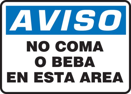 NO COMA O BEBA EN ESTA AREA