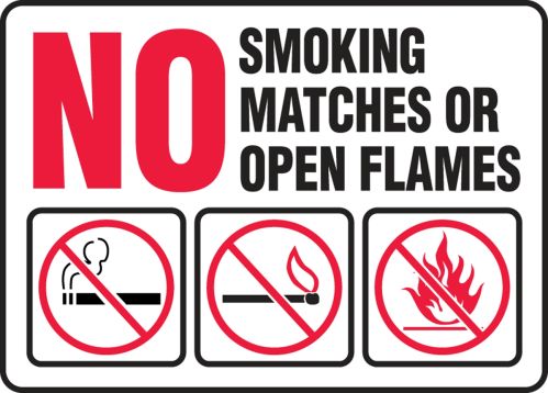 NO SMOKING MATCHES OR OPEN FLAMES (W/GRAPHIC)