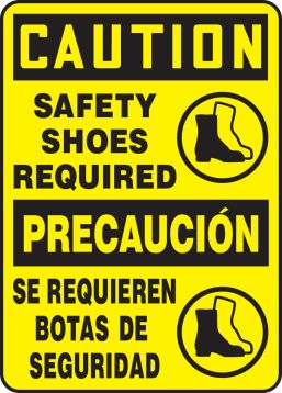 SAFETY SHOES REQUIRED (W/GRAPHIC) (BILINGUAL)