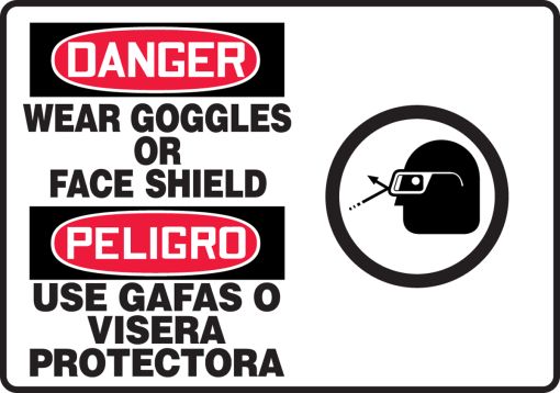 WEAR GOGGLES OR FACE SHIELD (W/GRAPHIC) (BILINGUAL)