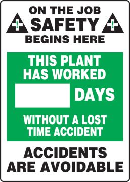 ON THE JOB SAFETY BEGINS HERE THIS PLANT HAS WORKED #### DAYS WITHOUT A LOST TIME ACCIDENT ACCIDENTS ARE AVOIDABLE