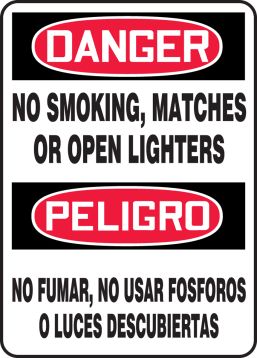 NO SMOKING, MATCHES OR OPEN LIGHTERS (BILINGUAL)