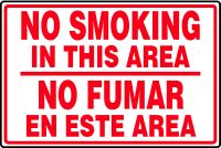 NO SMOKING IN THIS AREA (BILINGUAL - SPANISH) <BR> NO FUMAR EN ESTE AREA