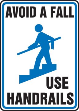 Premium Vector  Sign warning use handrail when going up and down stairs do  not jump steps risk of falling