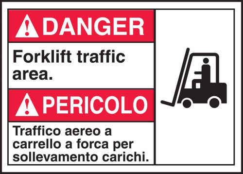 ACCUFORM MVHR018VS Danger Sign,Forklift Traffic,10x7 in,Adhesive Vinyl 