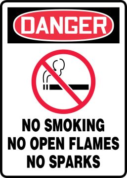NO SMOKING NO OPEN FLAMES NO SPARKS (W/GRAPHIC)