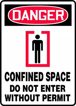 Safety Sign, Header: DANGER, Legend: CONFINED SPACE DO NOT ENTER WITHOUT PERMIT (W/GRAPHIC)
