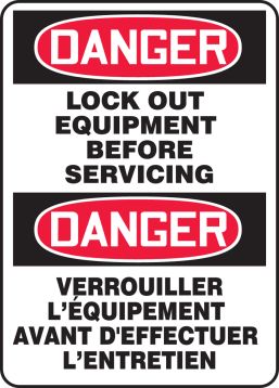 DANGER LOCK OUT EQUIPMENT BEFORE SERVICING