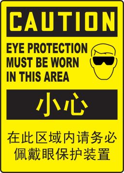 CAUTION EYE PROTECTION MUST BE WORN IN THIS AREA (W/GRAPHIC)