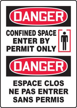 DANGER CONFINED SPACE ENTER BY PERMIT ONLY (W/GRAPHIC)