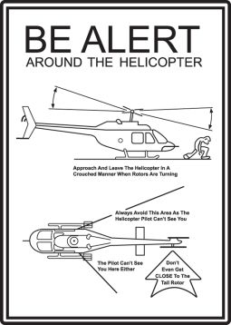 BE ALERT AROUND THE HELICOPTER...