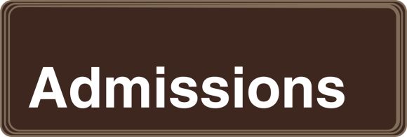 Safety Sign, Legend: ADMISSIONS