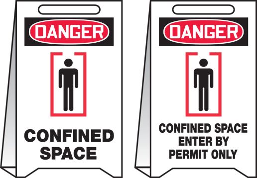 CONFINED SPACE / CONFINED SPACE ENTER BY PERMIT ONLY (W/GRAPHICS)