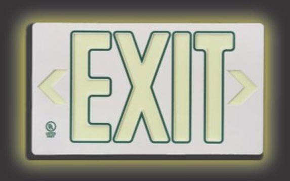 ULTRA-GLOW™ EXIT SIGN - PLASTIC CASE W/ OUTLINE LETTERS