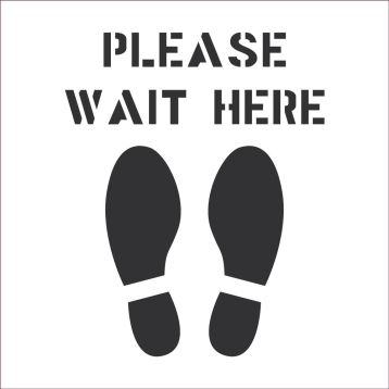 PLEASE WAIT HERE STENCIL