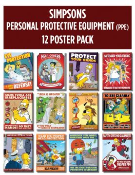 SIMSPONS™ PERSONAL PROTECTIVE EQUIPMENT (PPE) 12 POSTER PACK