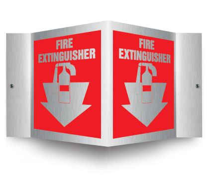 Projection Signs 3D fire extinguisher signs in brushed aluminum