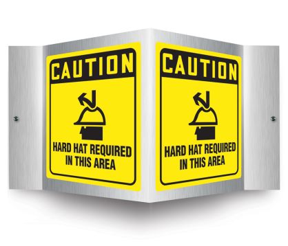 CAUTION HARD HAT REQUIRED IN THIS AREA W/GRAPHIC