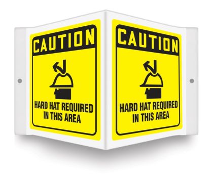 Safety Sign, Header: CAUTION, Legend: HARD HAT REQUIRED IN THIS AREA