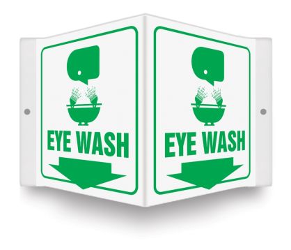 Safety Sign, Legend: EYE WASH (W/GRAPHIC) (ARROW)