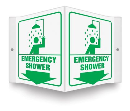 Safety Sign, Legend: EMERGENCY SHOWER (W/GRAPHIC) (ARROW)
