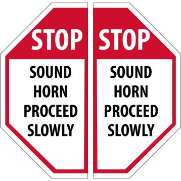 Slip-Gard™ Floor Sign Pairs: STOP SOUND HORN PROCEED SLOWLY, Black