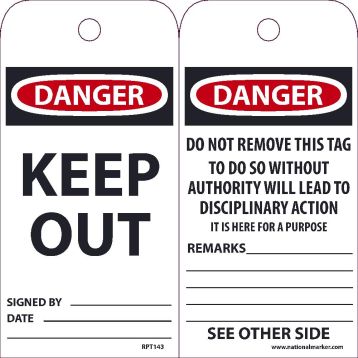 DANGER KEEP OUT TAG