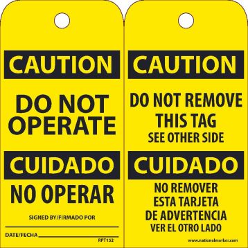 DO NOT OPERATE BILINGUAL TAG