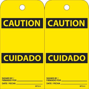 Caution BILINGUAL TAG